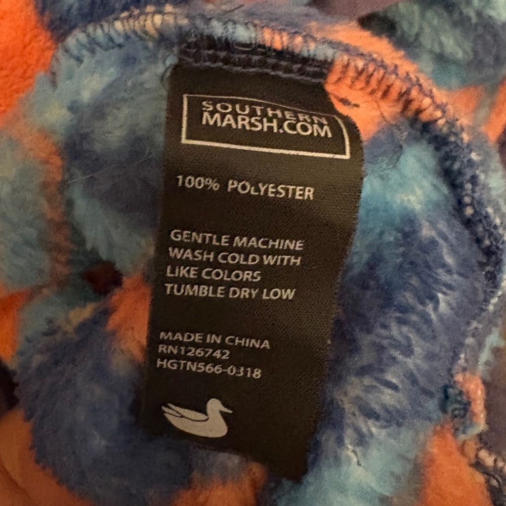 Southern Marsh Fairbanks Pullover Blue Orange Geometric Fleece 1/4‎ Zip HGTN566 - Picture 6 of 12